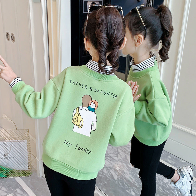 Girls long-sleeved bottoming shirt 2024 new spring and autumn cotton stylish children's pullover knitted tops T-shirts for big and small children