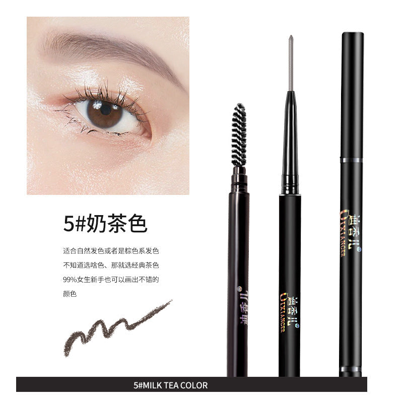 HLLR double-headed ultra-fine eyebrow pencil for women with fine core, waterproof and sweat-proof, long-lasting color, non-fading, beginners, manufacturers wholesale 