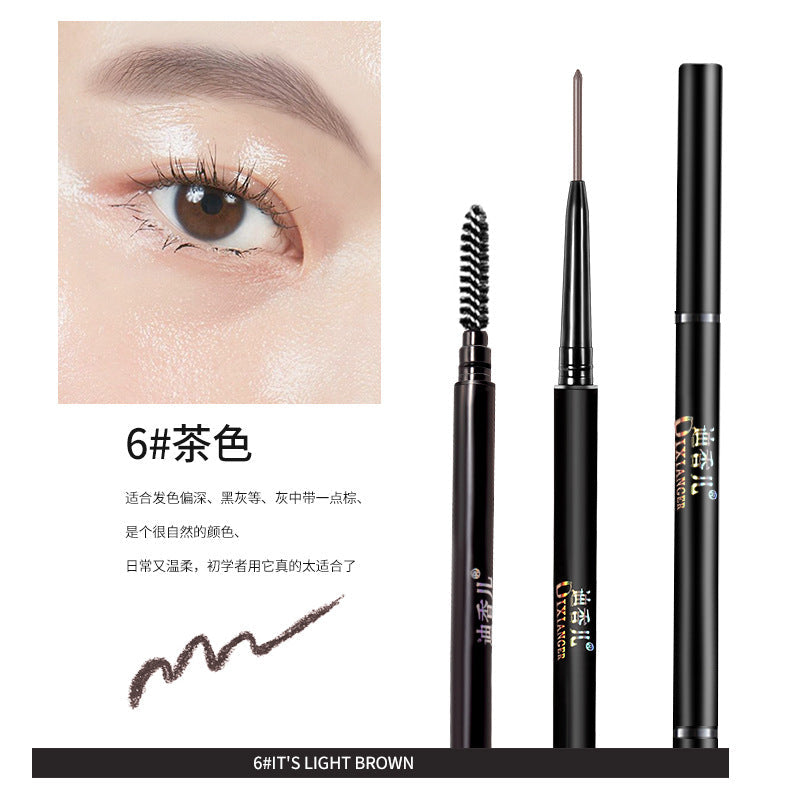 HLLR double-headed ultra-fine eyebrow pencil for women with fine core, waterproof and sweat-proof, long-lasting color, non-fading, beginners, manufacturers wholesale 