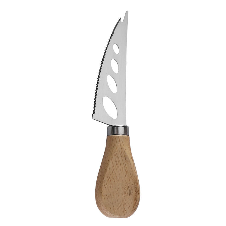 Stainless steel cheese knife set butter cream scraper spatula cheese pizza knife wooden handle baking tool steak knife