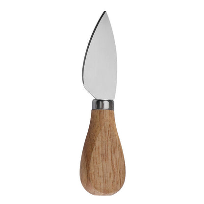 Stainless steel cheese knife set butter cream scraper spatula cheese pizza knife wooden handle baking tool steak knife