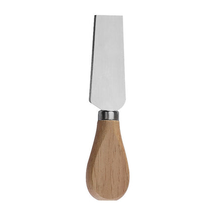 Stainless steel cheese knife set butter cream scraper spatula cheese pizza knife wooden handle baking tool steak knife