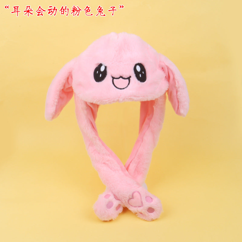 Rabbit hat, same hat as Douyin, cute rabbit ear hat, luminous rabbit hat that moves when you pinch the ears