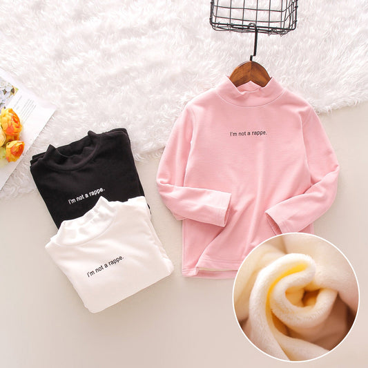 Girls long-sleeved bottoming shirt 2024 new spring and autumn cotton stylish children's pullover knitted tops T-shirts for big and small children