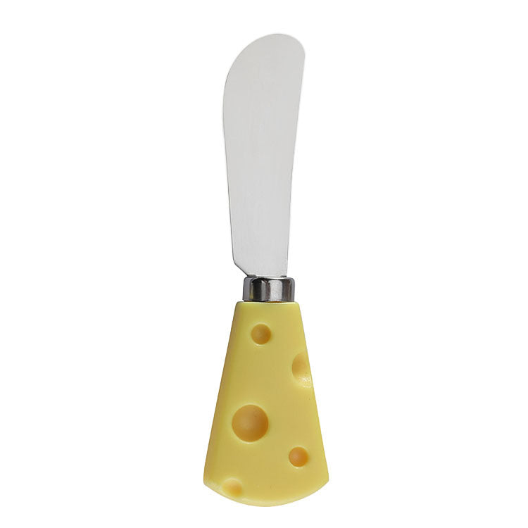 Stainless steel cheese knife set butter cream scraper spatula cheese pizza knife wooden handle baking tool steak knife