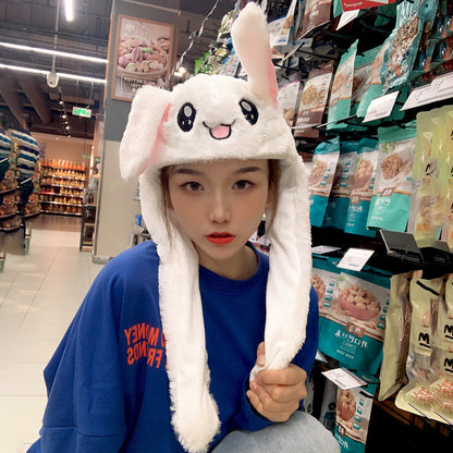 Rabbit hat, same hat as Douyin, cute rabbit ear hat, luminous rabbit hat that moves when you pinch the ears