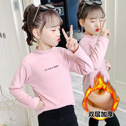 Girls long-sleeved bottoming shirt 2024 new spring and autumn cotton stylish children's pullover knitted tops T-shirts for big and small children