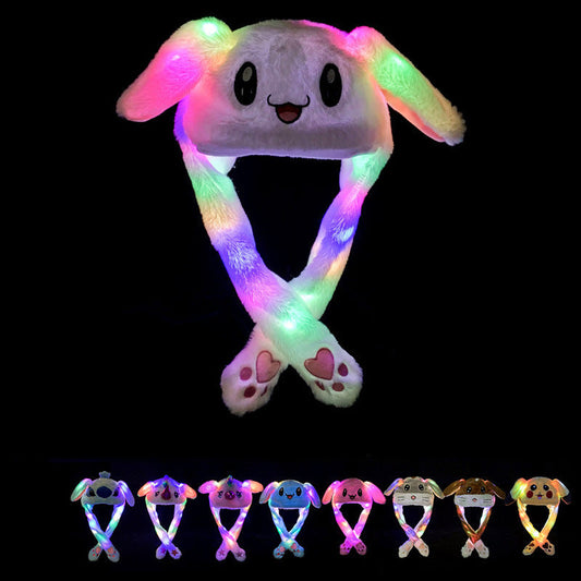 Rabbit hat, same hat as Douyin, cute rabbit ear hat, luminous rabbit hat that moves when you pinch the ears