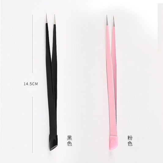 Manicure double-headed tweezers multifunctional with silicone pressure stick sticker stick drill clip drill straight head tweezers manicure tools