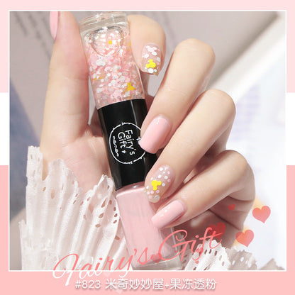 Nail polish no baking quick drying long-lasting non-peelable student sequins nude transparent new oily nail polish wholesale