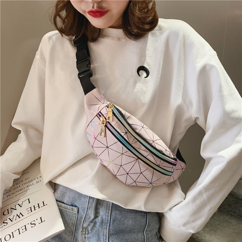 Fashion women's bag new Korean style personality laser waist bag multifunctional ladies messenger bag sports mobile phone bag female