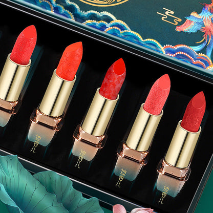 Dixianger Chinese style Forbidden City carved lipstick long-lasting moisturizing waterproof non-fading Valentine's Day gift set 