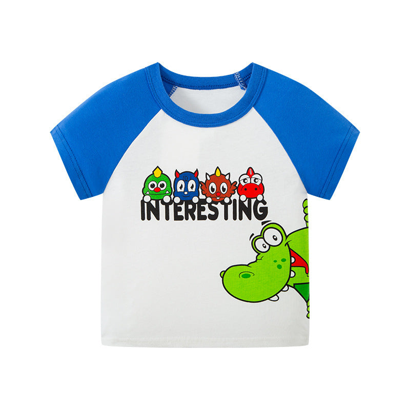 2024 New Children's Cartoon Short-sleeved T-shirt Boys' Sleeve Sweatshirt Baby Top Fashion Summer Cotton Clothing