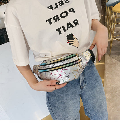 Fashion women's bag new Korean style personality laser waist bag multifunctional ladies messenger bag sports mobile phone bag female