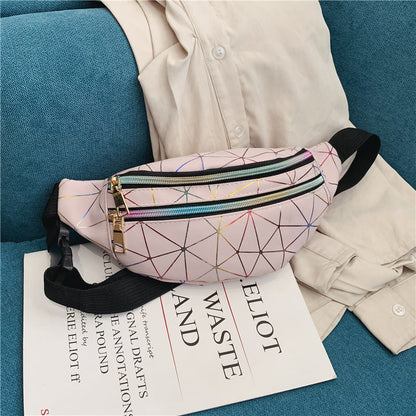 Fashion women's bag new Korean style personality laser waist bag multifunctional ladies messenger bag sports mobile phone bag female