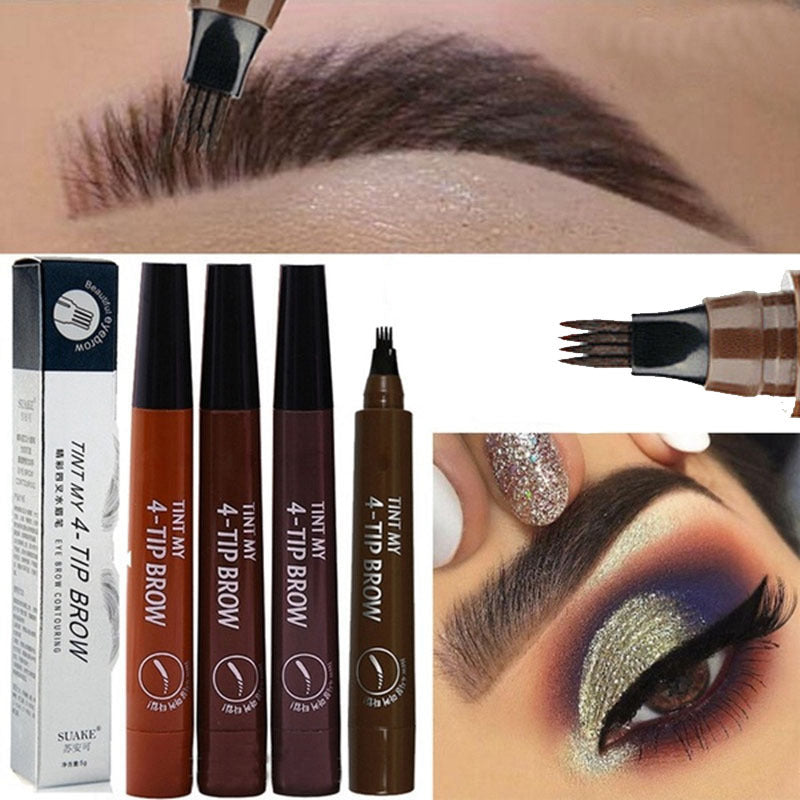 ខ្មៅដៃគូសចិញ្ចើម 4-claw bifurcated liquid eyebrow pencil ដ៏ពេញនិយមរបស់បរទេស ជាប្រភេទខ្មៅដៃគូសចិញ្ចើម ធន់នឹងទឹក ធន់នឹងញើស ជាប់បានយូរ មិនប្រតាកនិងមិនស្រអាប់