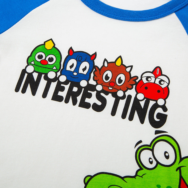 2024 New Children's Cartoon Short-sleeved T-shirt Boys' Sleeve Sweatshirt Baby Top Fashion Summer Cotton Clothing