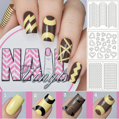 French nail stickers smile stickers nail stickers V line wave line crescent heart stickers nail stickers