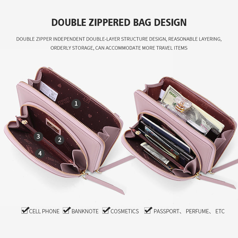 Perfect For You Crossbody Bag Women's Cross-border Mobile Phone Bag Multi-function Zipper Shoulder Bag PU Bag 