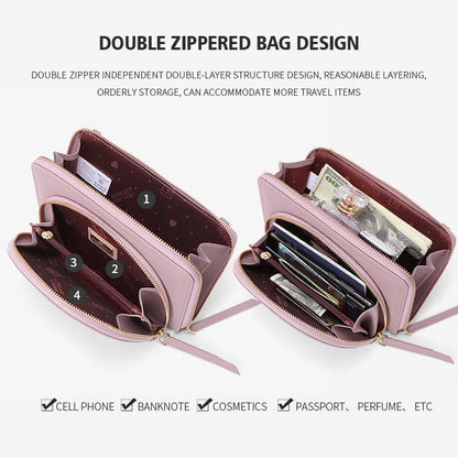 Perfect For You Crossbody Bag Women's Cross-border Mobile Phone Bag Multi-function Zipper Shoulder Bag PU Bag 