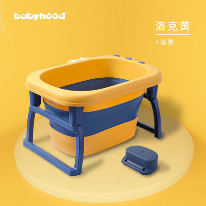 Baby bath tub children's bath bucket baby bath bucket home large foldable sitting and lying children's bath swimming bucket