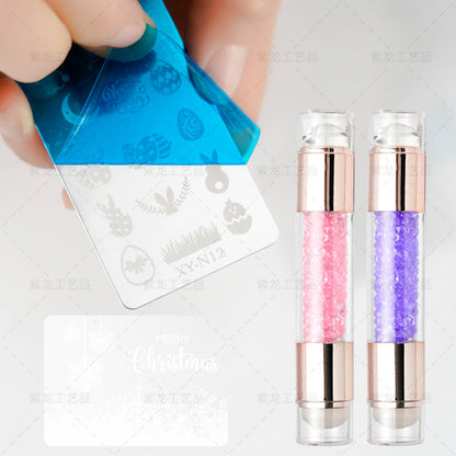 Finger Princess Nail Art Tool Set Double Head Silicone Stamp Acrylic Color Diamond Template Stamp Set Transfer Pen Tool