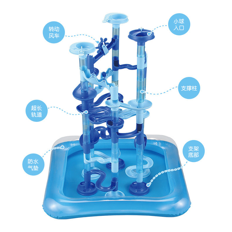 百变轨道戏水滚珠积木31-107PCS太空滑道迷宫滑梯DIY积木启蒙玩具