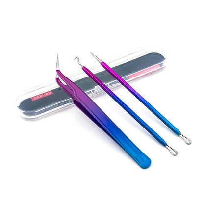 2021 hot stainless steel acne needle set gradient color acne acne clip vibrato handmade creation tool tweezers