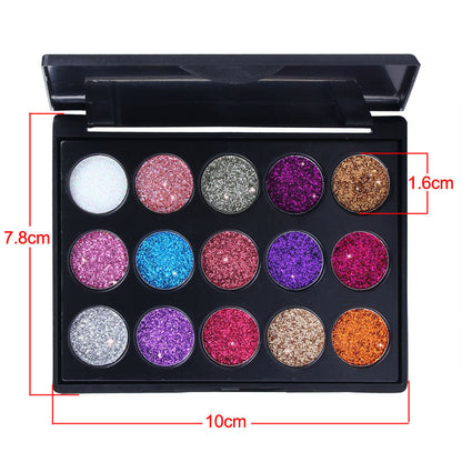 គ្រឿងសម្អាងឆ្លងដែន 15-color diamond sequin eye shadow palette shiny glitter powder high-gloss eye shadow shiny gel eye shadow ពាណិជ្ជកម្មបរទេស