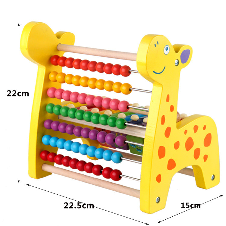 Cross-border wooden multifunctional deer knocking piano beaded beaded computing stand kindergarten three-in-one children's educational toy