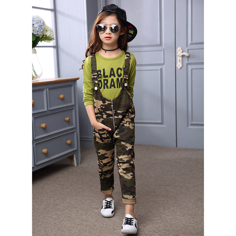 2024 Spring Children's Clothing Girls New Korean Fashion Trend Casual Simple Tops Middle and Large Boys Army Green Bottoming Shirt