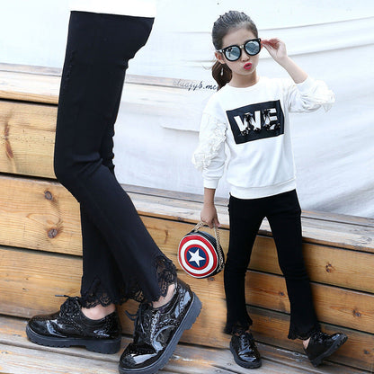 Girls pants 2024 new spring and autumn stylish fashion children's leggings children's pants girls loose trousers