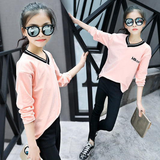 Girls long-sleeved T-shirts 2024 new spring and autumn children's T-shirts for big and small children, fashionable girls' bottoming shirts and tops