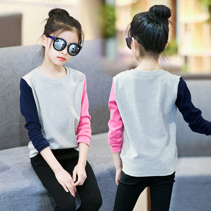 Girls long-sleeved T-shirts 2024 new spring and autumn children's T-shirts for big and small children, fashionable girls' bottoming shirts and tops