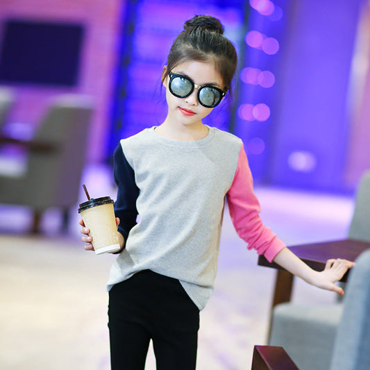 Girls long-sleeved T-shirts 2024 new spring and autumn children's T-shirts for big and small children, fashionable girls' bottoming shirts and tops