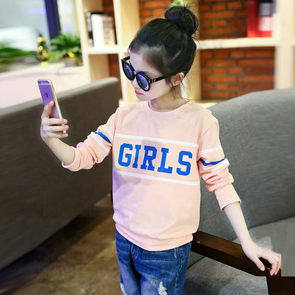 Girls long-sleeved T-shirts 2024 new spring and autumn children's T-shirts for big and small children, fashionable girls' bottoming shirts and tops