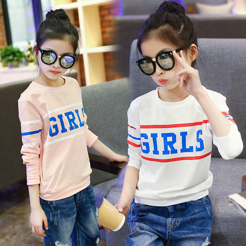 Girls long-sleeved T-shirts 2024 new spring and autumn children's T-shirts for big and small children, fashionable girls' bottoming shirts and tops