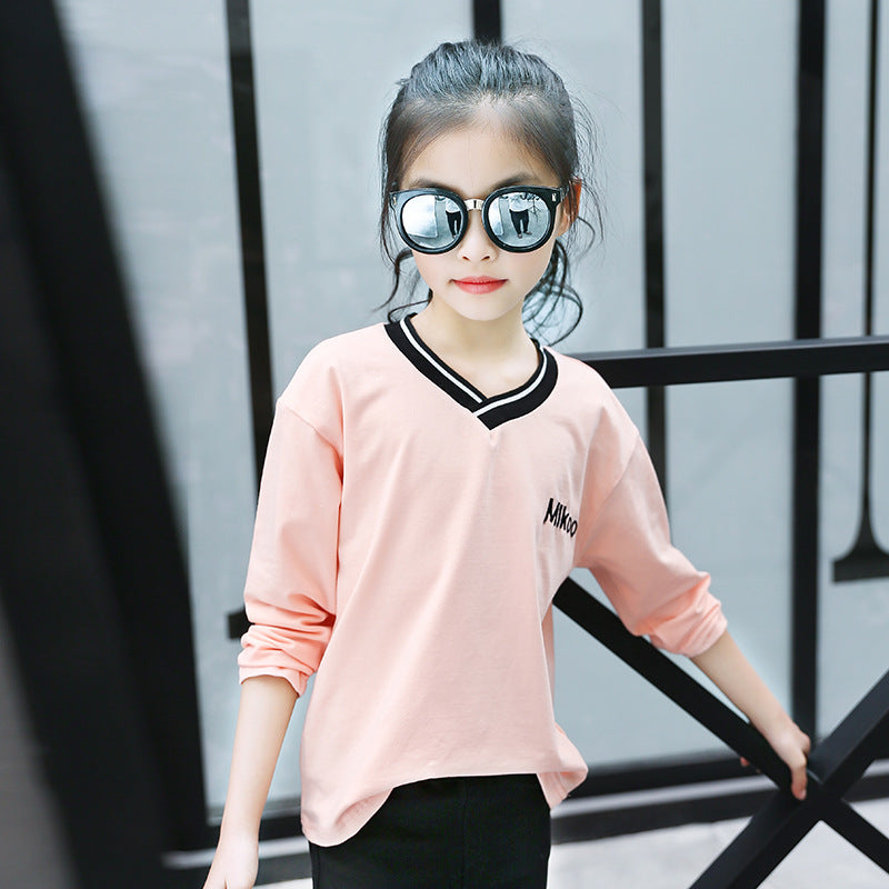 Girls long-sleeved T-shirts 2024 new spring and autumn children's T-shirts for big and small children, fashionable girls' bottoming shirts and tops