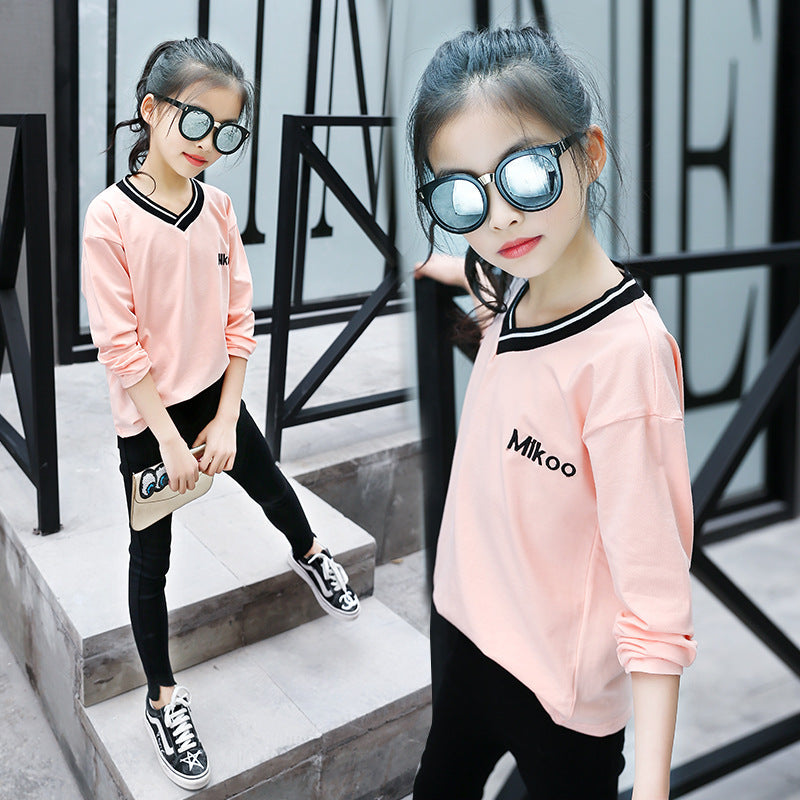 Girls long-sleeved T-shirts 2024 new spring and autumn children's T-shirts for big and small children, fashionable girls' bottoming shirts and tops