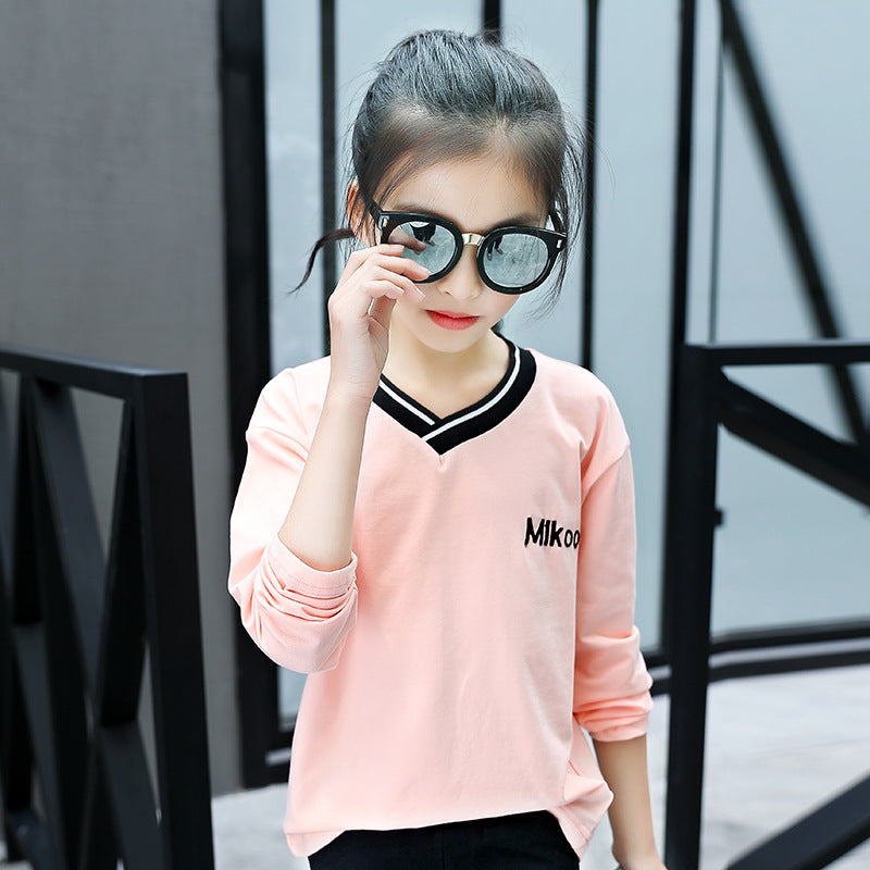 Girls long-sleeved T-shirts 2024 new spring and autumn children's T-shirts for big and small children, fashionable girls' bottoming shirts and tops