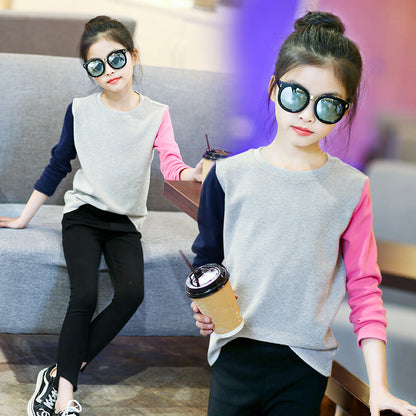 Girls long-sleeved T-shirts 2024 new spring and autumn children's T-shirts for big and small children, fashionable girls' bottoming shirts and tops