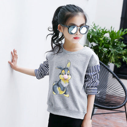 Girls' bottoming shirt 2024 new spring long-sleeved children's medium and large children's thickened T-shirt Western style girl's pullover top