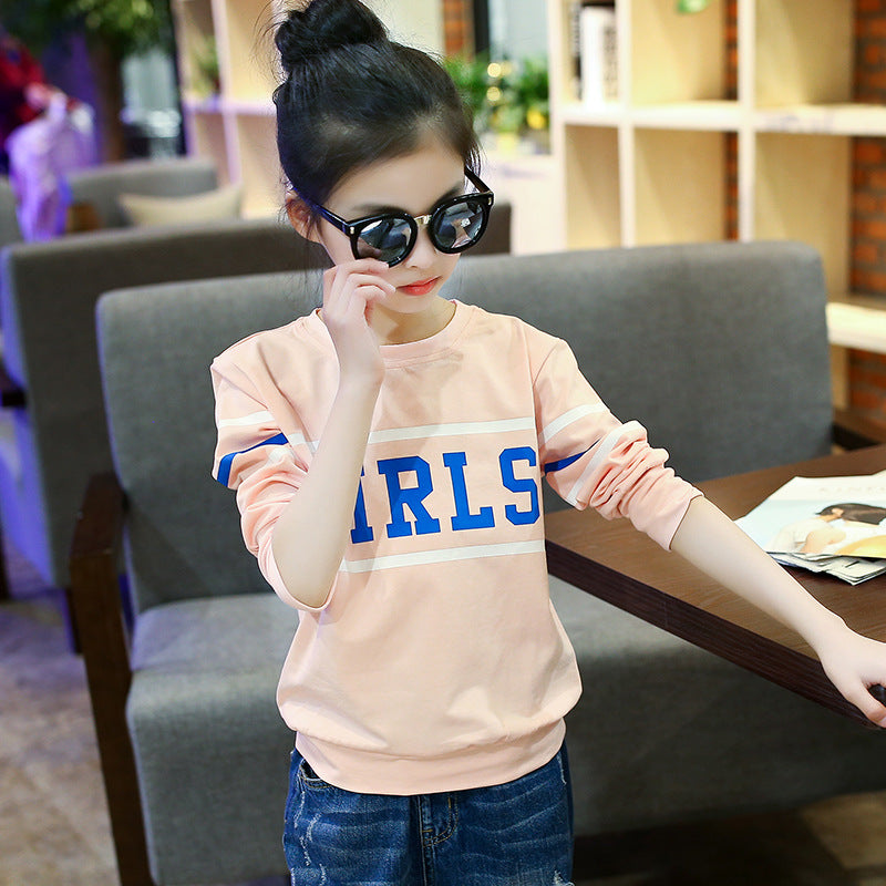 Girls long-sleeved T-shirts 2024 new spring and autumn children's T-shirts for big and small children, fashionable girls' bottoming shirts and tops