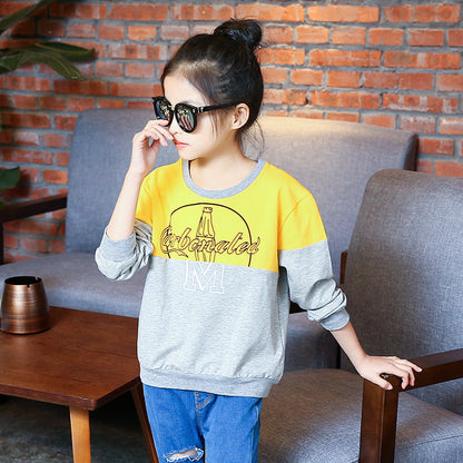 Girls' bottoming shirt 2024 new long-sleeved children's medium and large children's thickened T-shirt Western style girl's pullover top trend