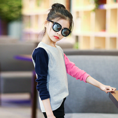 Girls long-sleeved T-shirts 2024 new spring and autumn children's T-shirts for big and small children, fashionable girls' bottoming shirts and tops