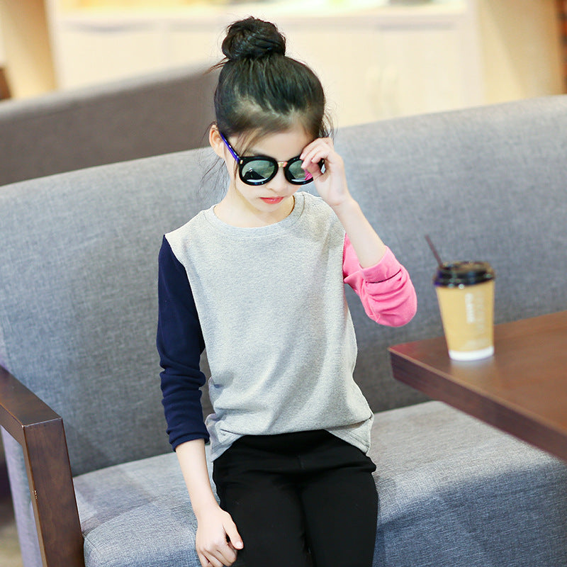 Girls long-sleeved T-shirts 2024 new spring and autumn children's T-shirts for big and small children, fashionable girls' bottoming shirts and tops