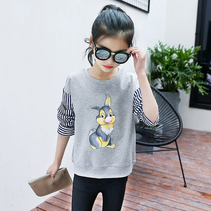 Girls' bottoming shirt 2024 new spring long-sleeved children's medium and large children's thickened T-shirt Western style girl's pullover top