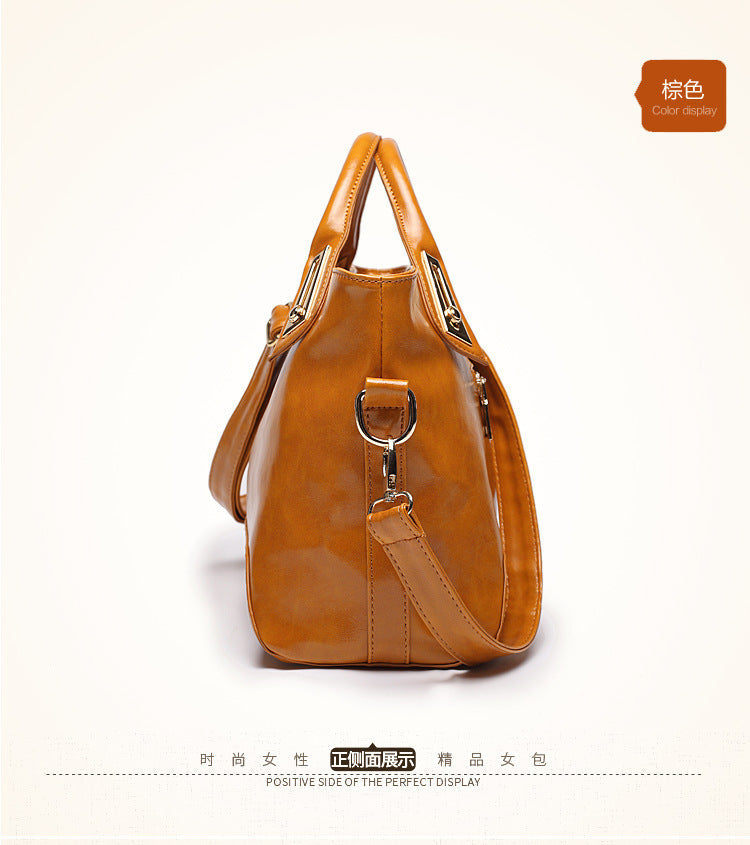 Women's bags 21 new fashion simple women's bags wax leather women's shoulder messenger handbags wholesale ladies leather bags 