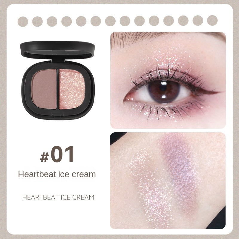 NOVO Micro Dream Two-Color Eyeshadow Palette Matte Pearlescent Watery Plaster Dusty Powder Color ជាប់បានយូរ ការតុបតែងមុខពន្លឺប្រចាំថ្ងៃ លក់ដុំ 