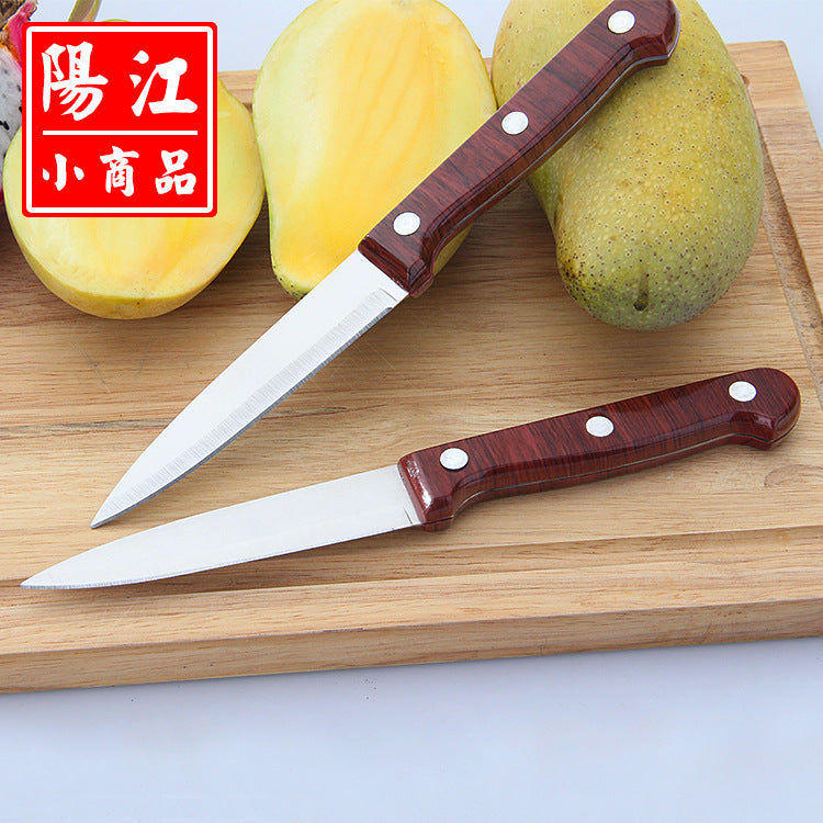 Street stall supply two yuan store fruit knife wood grain stainless steel peel knife household knife vegetable and fruit peeling knife wholesale